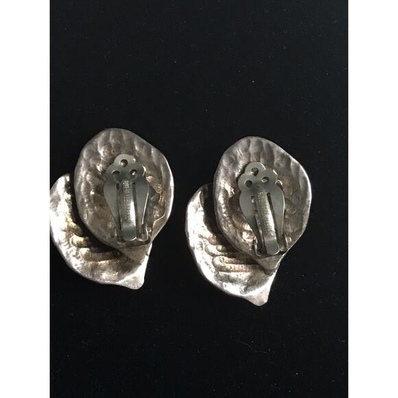 Vintage ROBERT LEE MORRIS Clip On EARRINGS brutalist leaves - Picture 5 of 5
